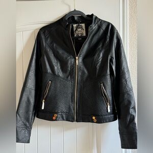 Faux Black Moto Leather Jacket. Size Medium.